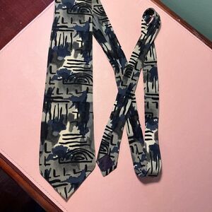 Jerry Garcia Tie Gray Blue New York Collection 14 Fourteen GREAT Condition